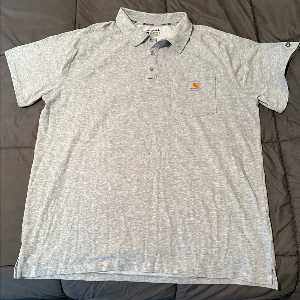 Carhartt Gray Polo Shirt Classic Cotton Blend